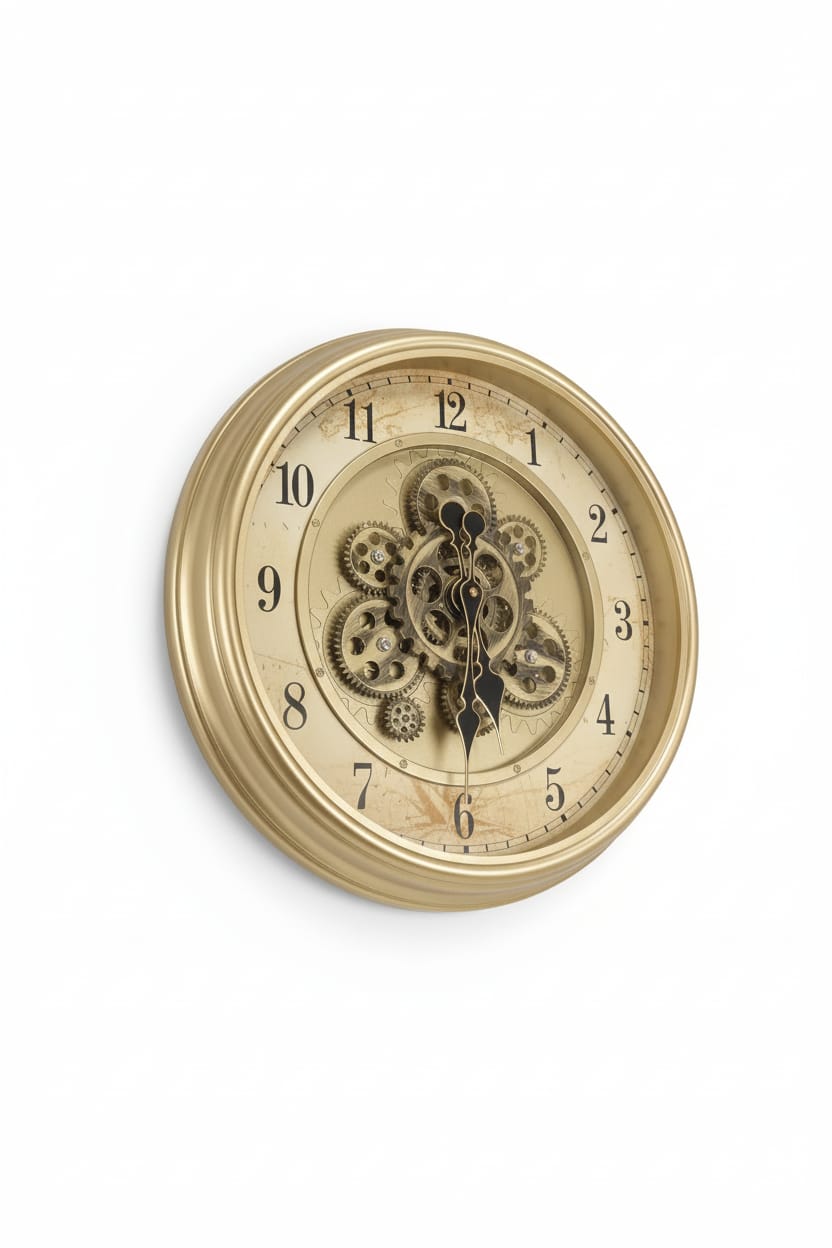 Timeless Elegance: The Golden Gear Clock
